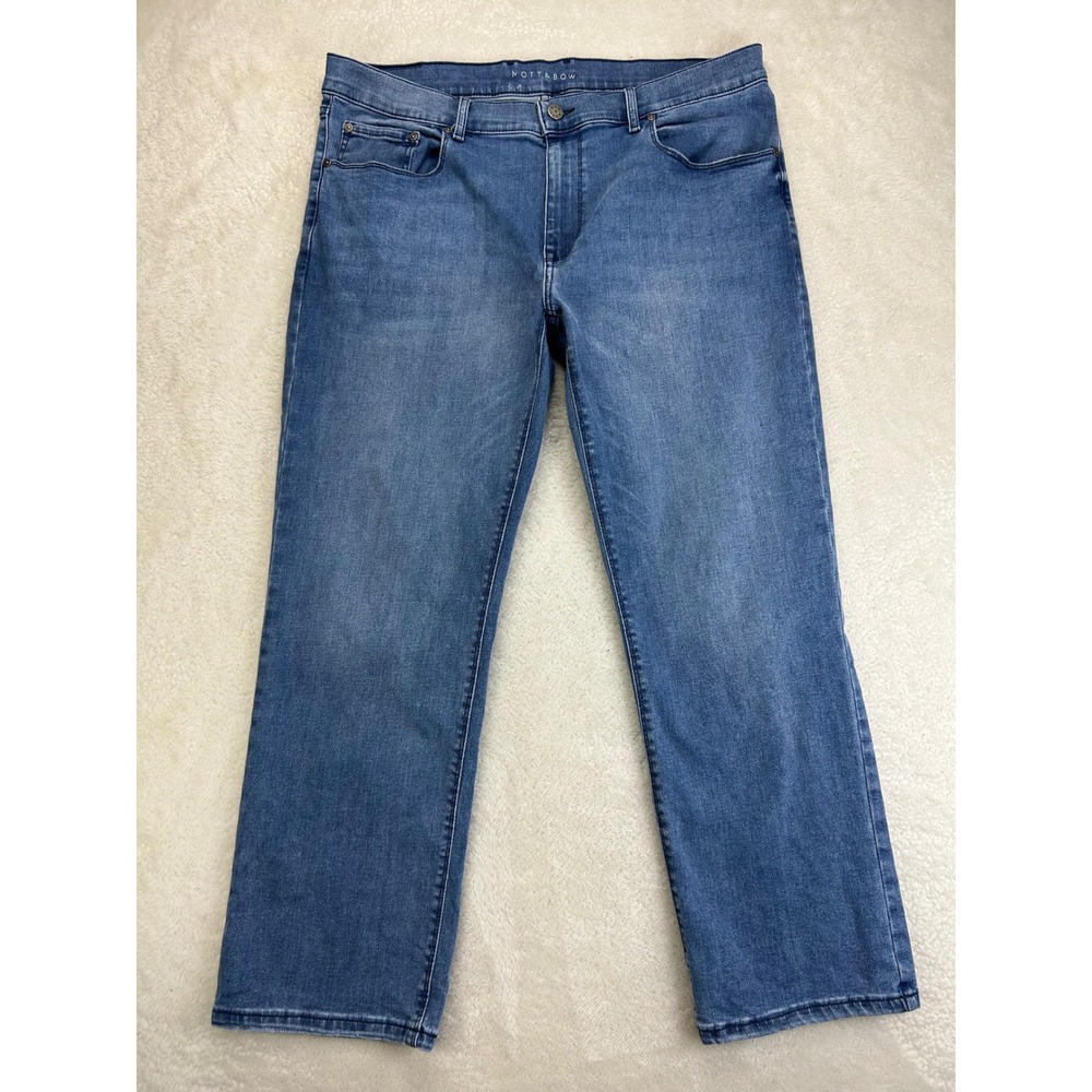 Mott & Bow Straight Jeans W38 L30 Mens Blue Medium Wash Comfort Stretch Denim